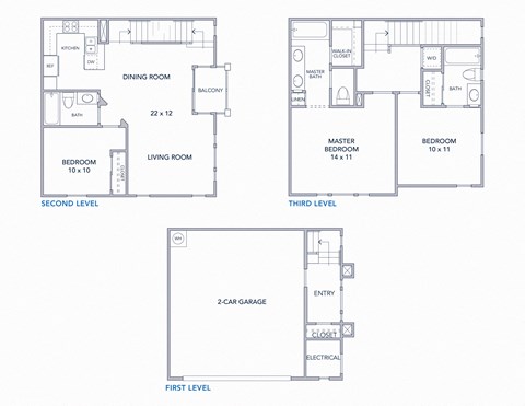 CasaLago Eastlake Apartments 2D Floor Plans 3 Bedroom